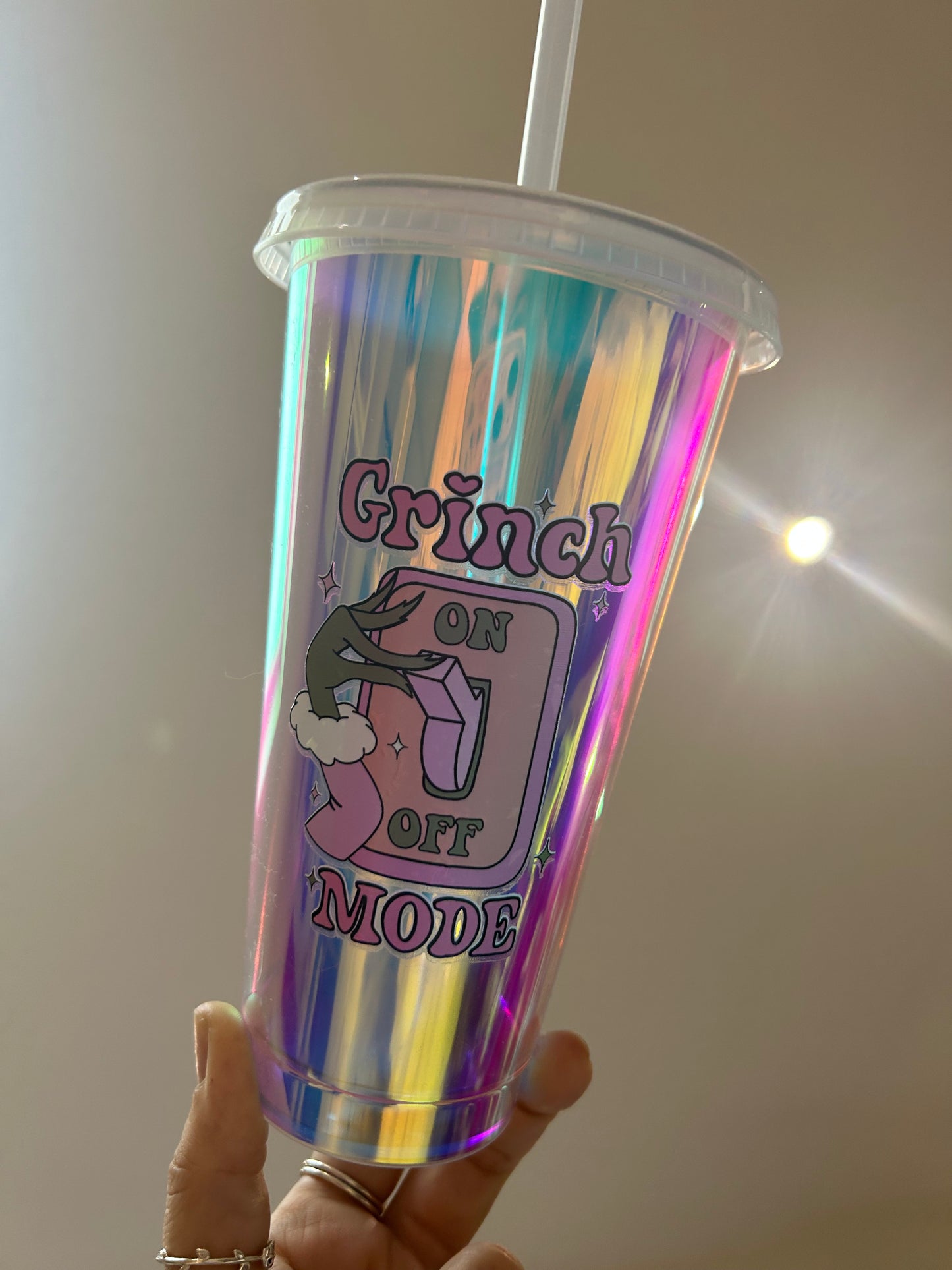 Grinch mode holographic 24oz tumbler