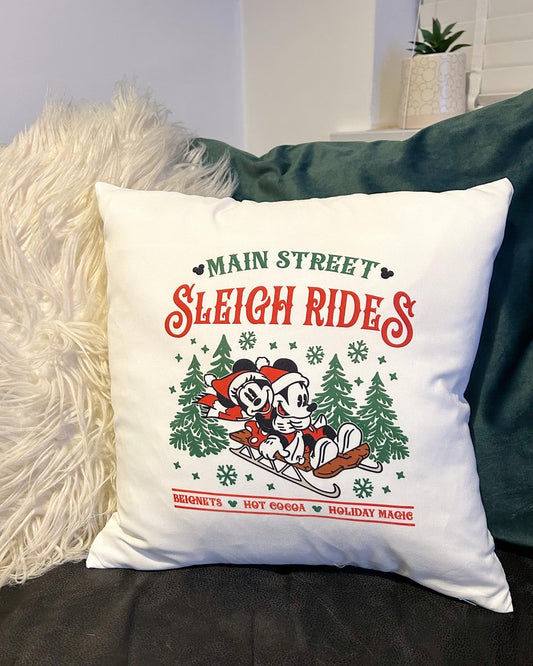 Mickey Sleigh rides pillow case