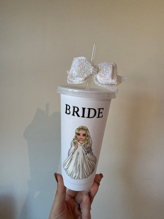 Bride 24oz cold cup with bow