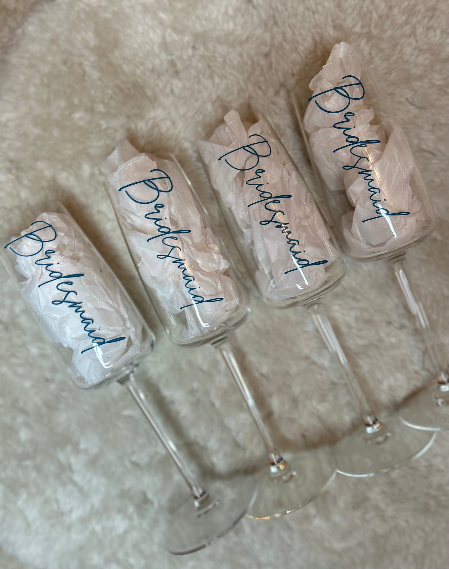 Bridesmaids champagne glasses