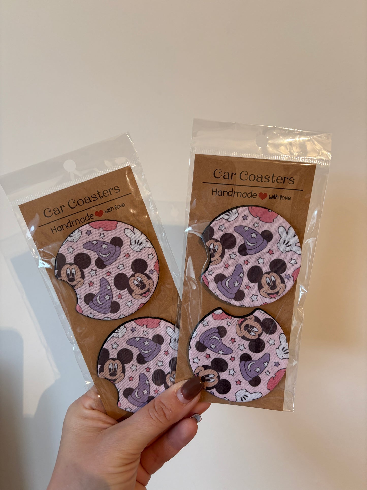 Sorcerer Mickey pink car coasters
