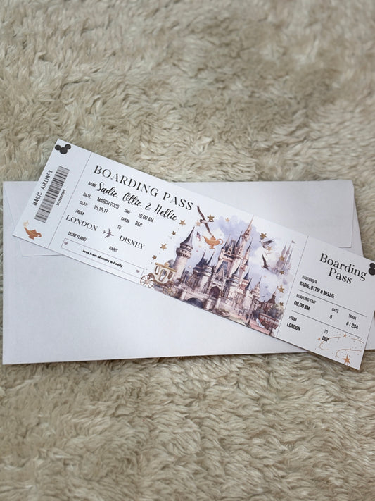 Personalised trip reveal 'boarding pass'