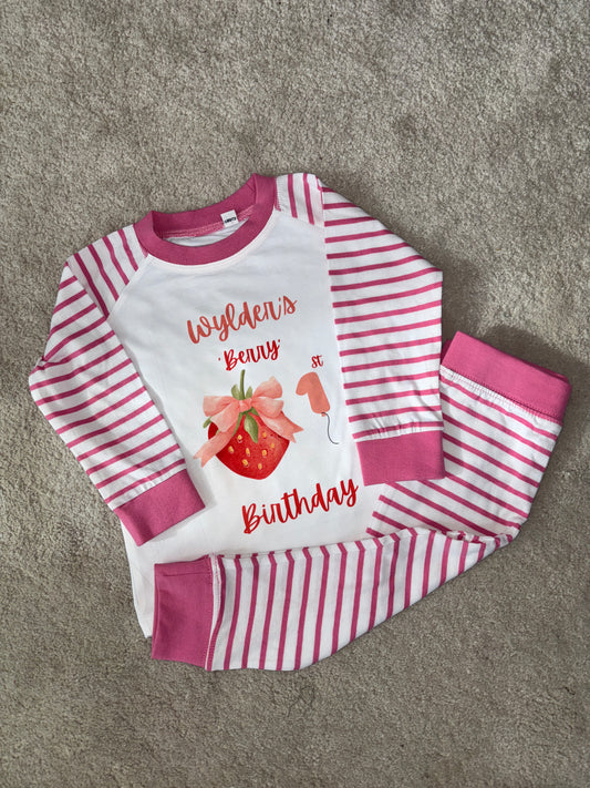 Strawberry personalised birthday pyjamas
