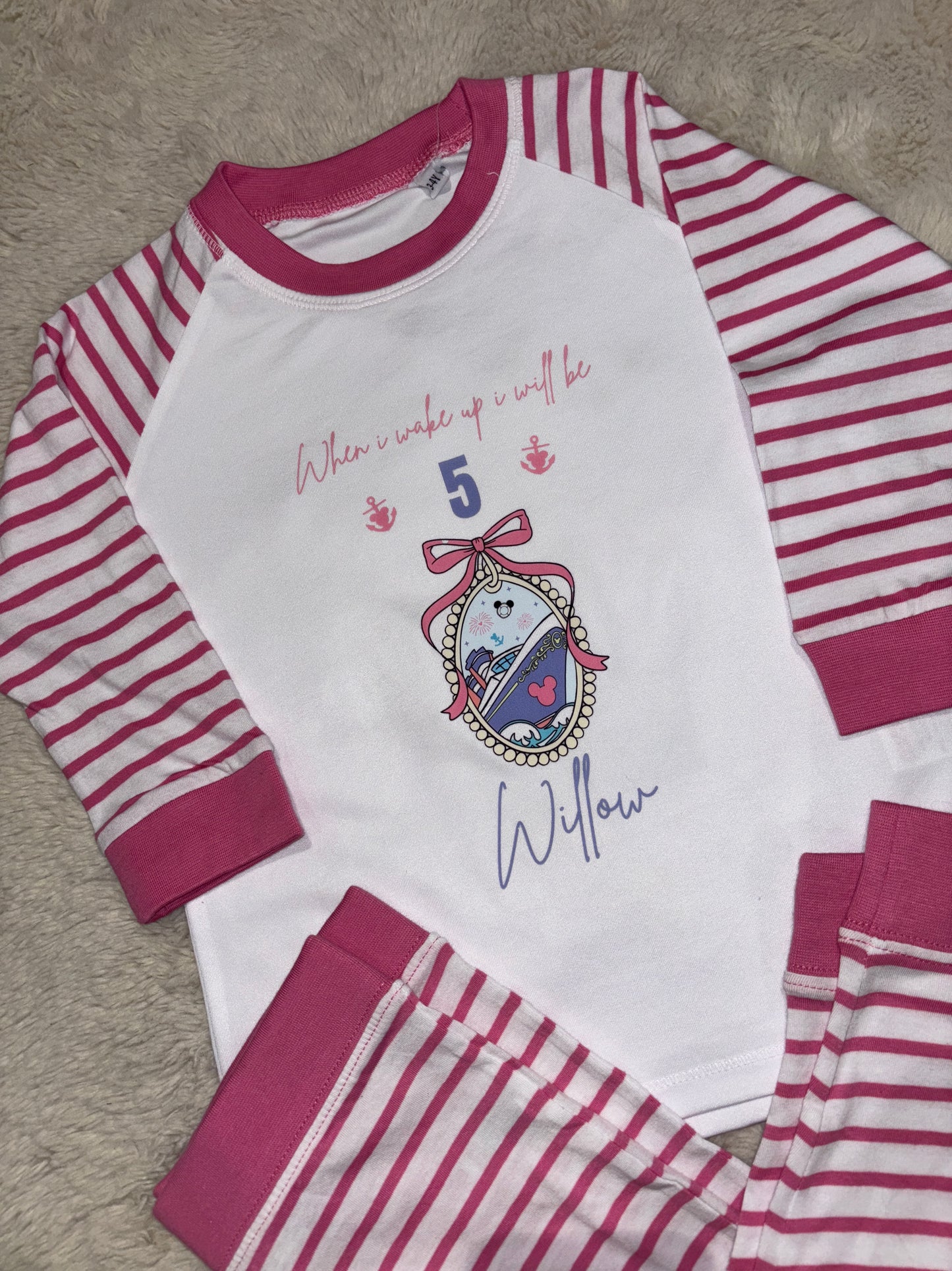 Personalised cruise pyjamas