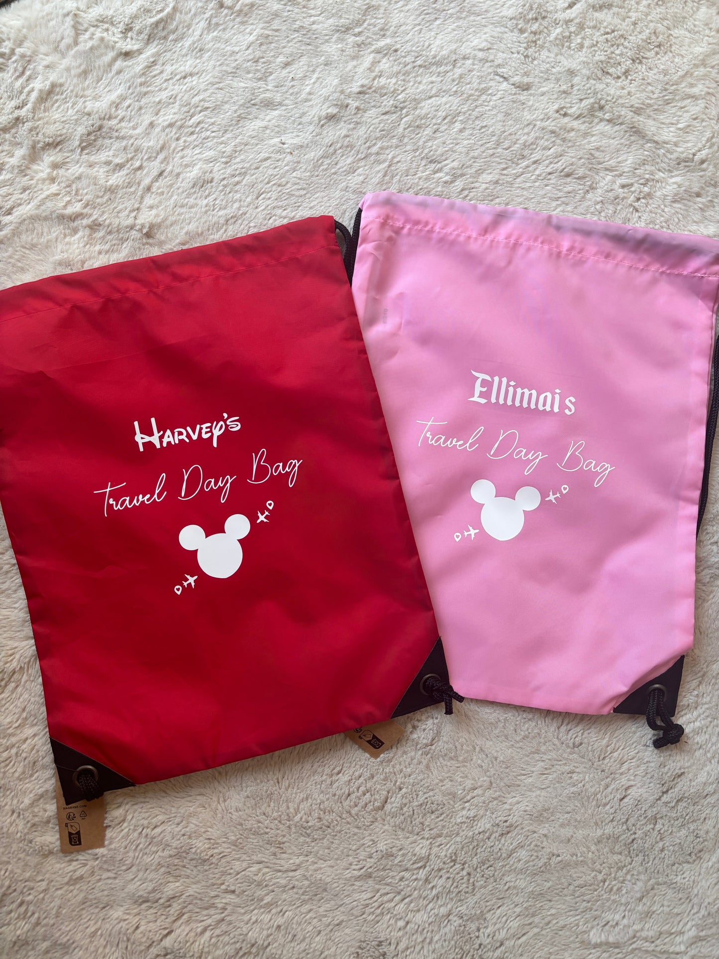 Children's personalised Travel day/airplane bags