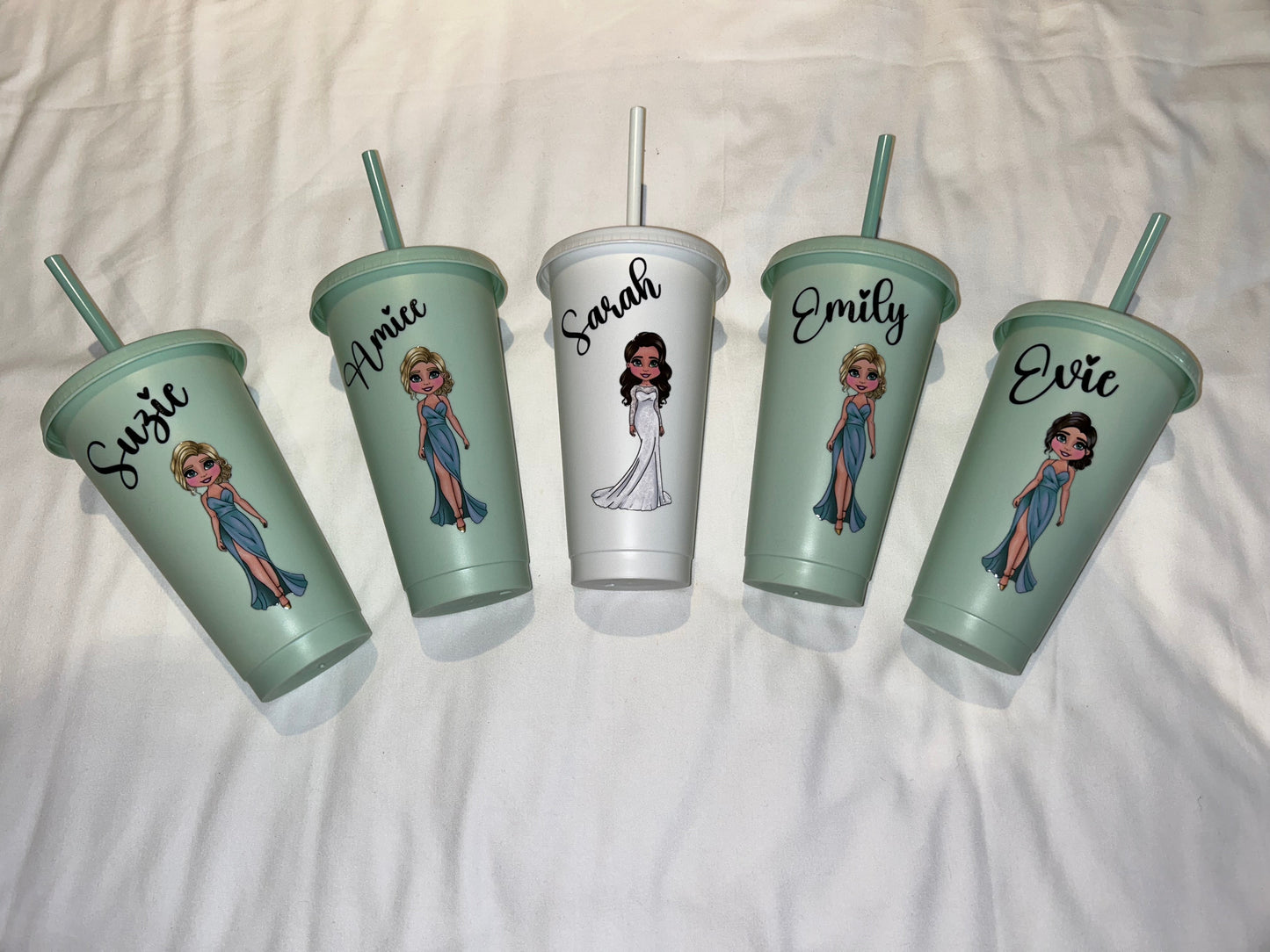 Personalised Bridesmaid's doll cold cups 24oz