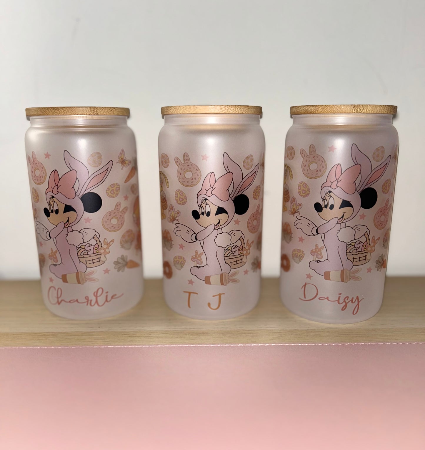 Personalised Easter frosted glass cans